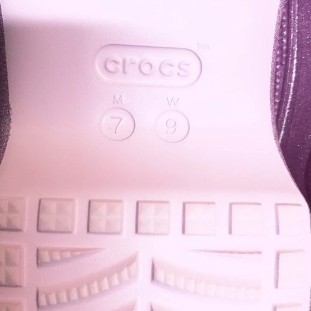 NWOB Crocs Pink Bella Glitter Clog Ballerina Wedge Sandals Unisex‎ M7/W9 China